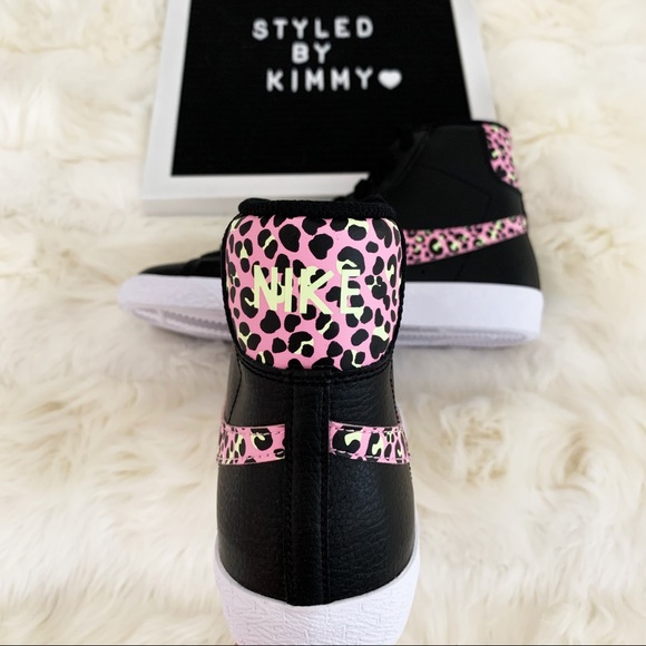 NIKE Blazer Mid Shoes Sneakers Black Pink New - Picture 7 of 8
